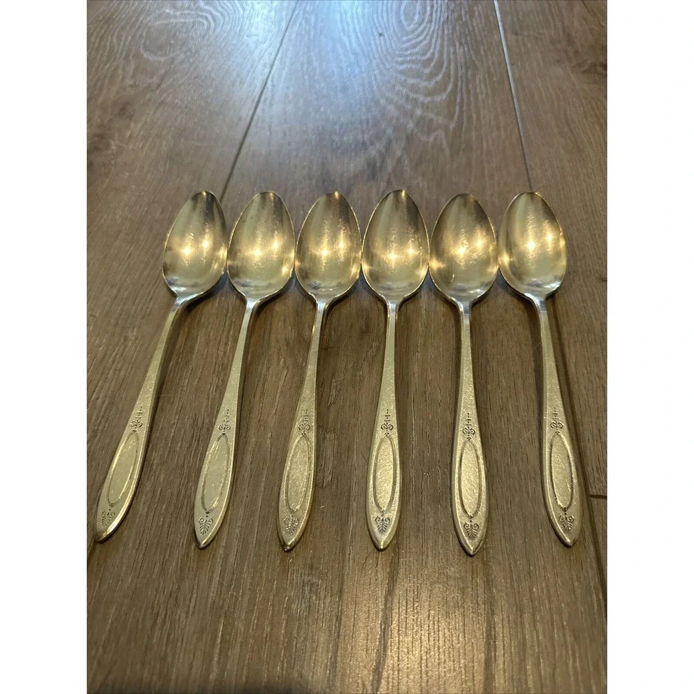 Vintage Oneida‎ Community Silverplate ADAM Oval Place Spoons Lot Of 6